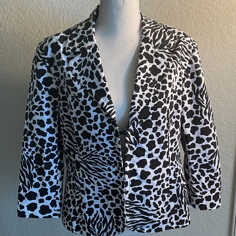 Chico's Animal Print Blazer in Black and White